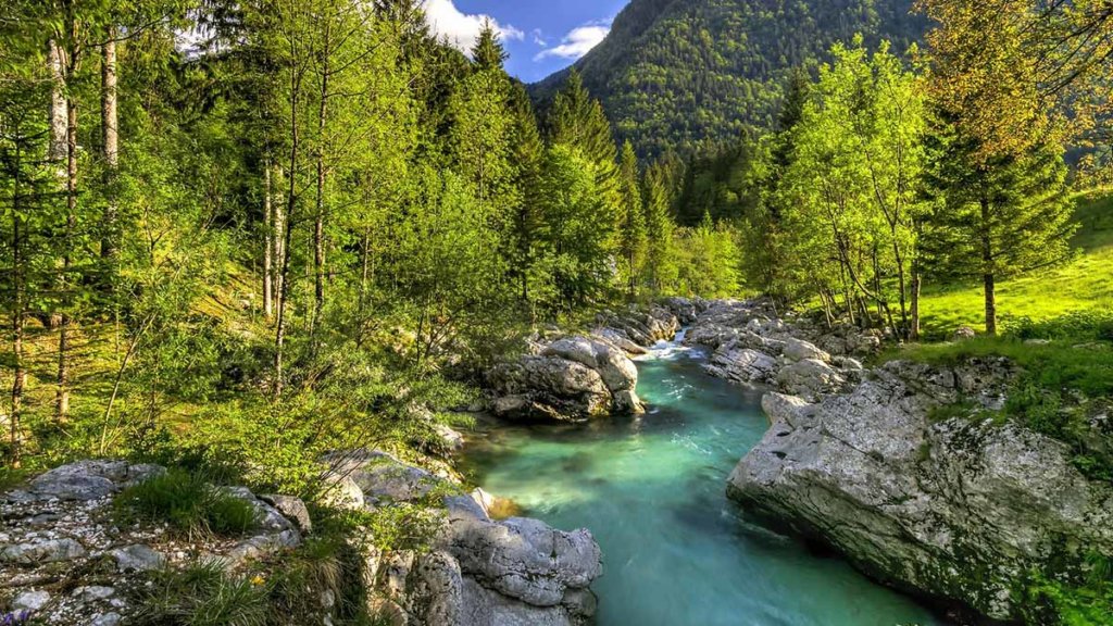 The Soča river near Bovec, Slovenia