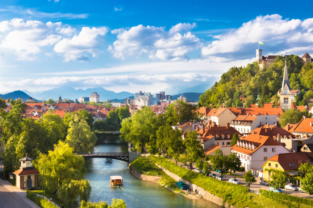 Cityscape of the Slovenian capital Ljubljana.